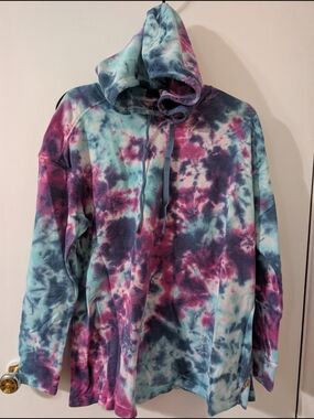 Tie-Dye Hooded Sweatshirt in Teal, Purple & Pink